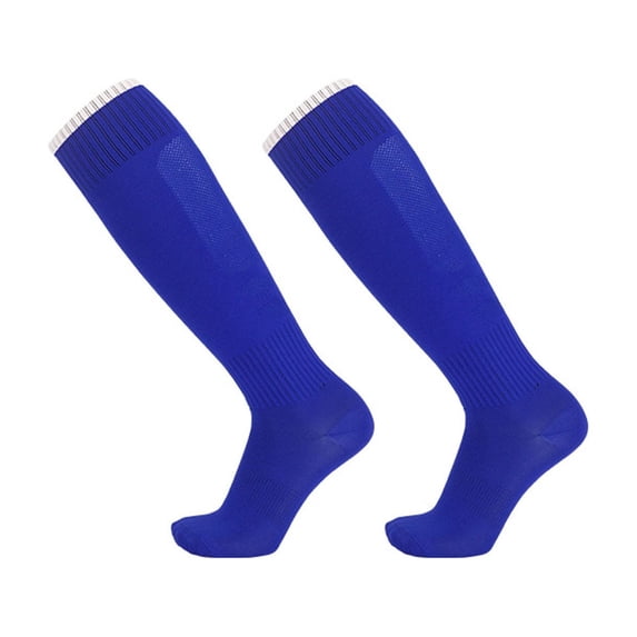 Kids Soccer Socks Uniform Sports Socks Unisex Boys Girls Knee High Stretchy Cushioned Soft Breathable Socks Blue 5-17 Years