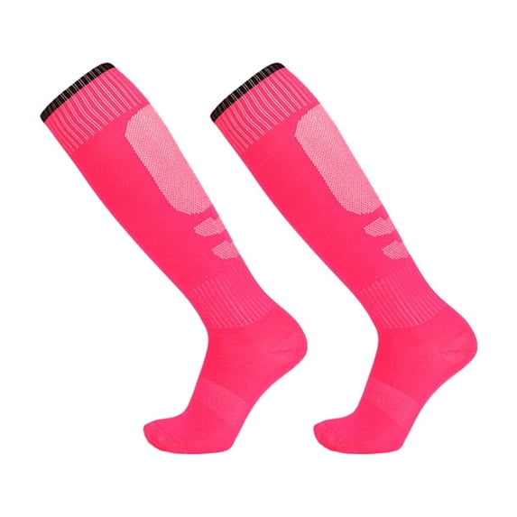 Kids Soccer Socks Uniform Sports Socks Unisex Boys Girls Knee High Stretchy Cushioned Soft Breathable Socks Watermelon Red 5-17 Years