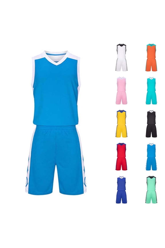 Kids Soccer Team Jersey Ndbuld Children's Sleeveless Top Elastic Waistband Shorts Training Suit Middle-aged Children's Football Suit Set