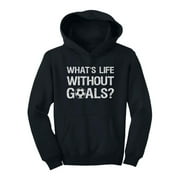 Kids Soccer Themed Tstars Hoodie - 'What's Life Without Goals' Print - Perfect Gift for Soccer Lovers - Cozy and Stylish Sports Apparel - Ideal for Soccer Coaches and Fans - Boys & Girls Unisex Design