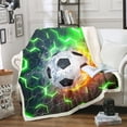 thumbnail image 1 of Soccer Throw Blanket , Football Fleece Blanket Room Decor, Green Gradient Hexagon Sherpa Blanket Soccer Gifts For Teen , Geometric Honeycomb Flannel Blanket For Bed Couch, 1 of 5