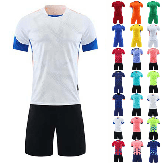 Kids Soccer Uniforms Mesh Breathable Quick Dry T Shirts and Shorts for Boys Girls Team Gym Game Soccer Jersey 2 Piece Sets 3-15 Years