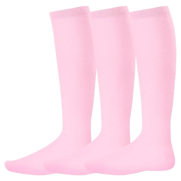 Kids Sock Size 5-7 Unisex Soccer Team Sports Cushion Acrylic Socks 3 Pair Light Pink