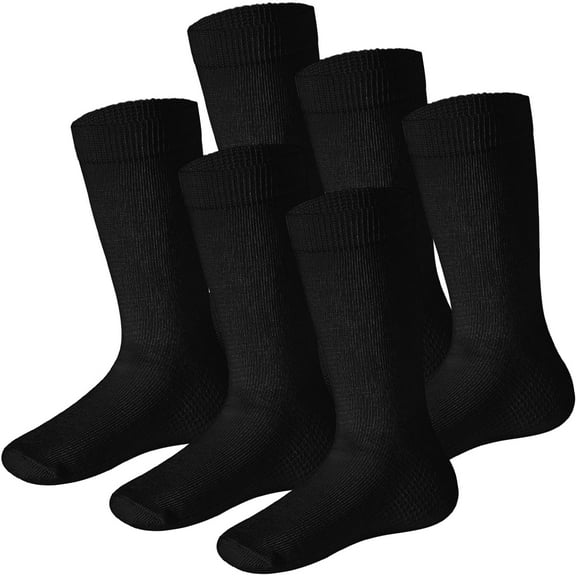 Kids Socks 10-12 Years Old Boys Black Socks For Kids Cotton Socks Kids Seamless Toe - 6 Pairs