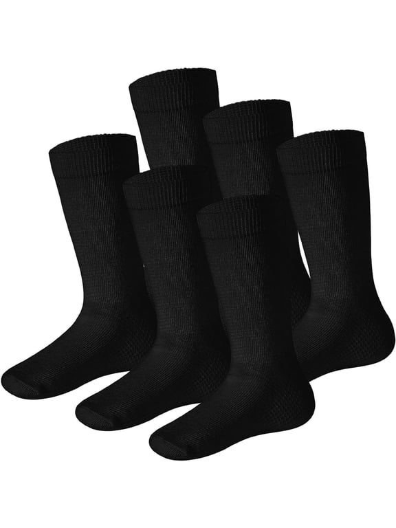 Kids Socks 10-12 Years Old Boys Black Socks For Kids Cotton Socks Kids Seamless Toe - 6 Pairs