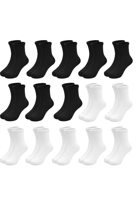 Kids Socks 15 Pairs Crew Socks for Toddler Boys Girls 1-13 Years Athletic School Mid Cut Socks Multipack