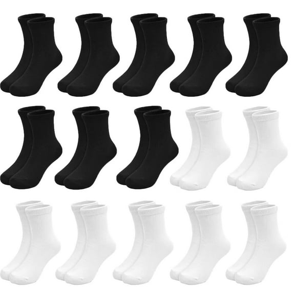 Kids Socks 15 Pairs Crew Socks for Toddler Boys Girls 1-13 Years Athletic School Mid Cut Socks Multipack