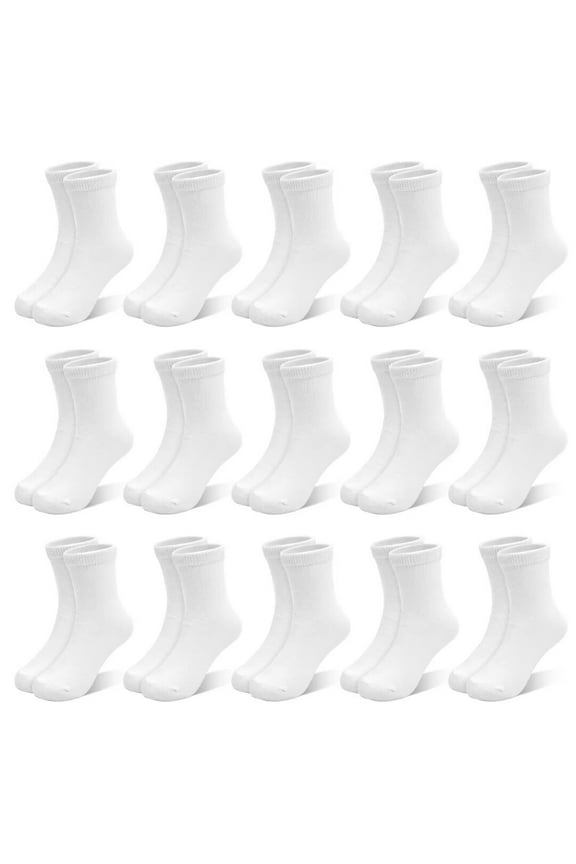 Kids Socks 15 Pairs Crew Socks for Toddler Boys Girls 1-13 Years Athletic School Mid Cut Socks Multipack