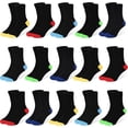 thumbnail image 1 of Kids Socks, 15 Pairs Toddler Sock Crew Mid Calf Cut Casual Dress Soft Socks for Boys Girls 1-13 Years, 1 of 6