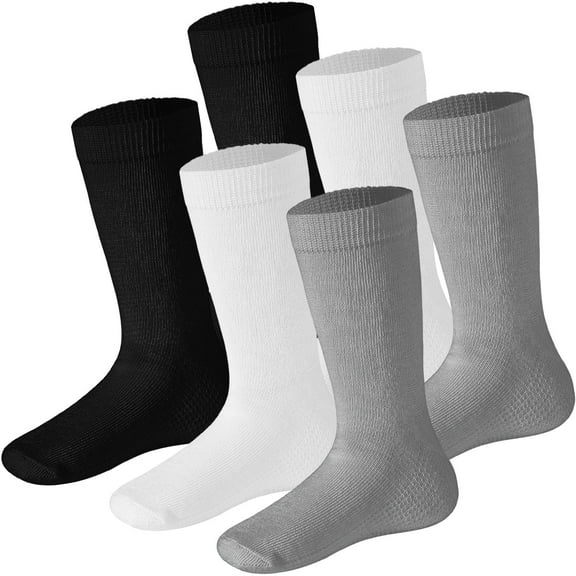 Kids Socks 4-6 Years Old Crew Socks For Kids Cotton Socks Kids Seamless Toe - 6 Pairs