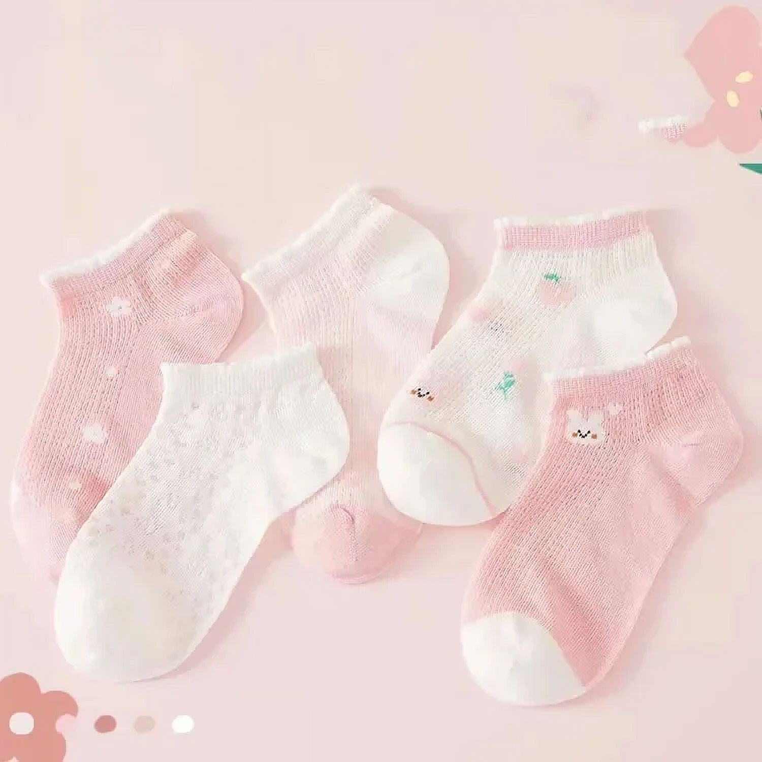 Kids Socks 5 Pairs/Lot Spring Summer Cotton Girls Socks Cute Flowers ...