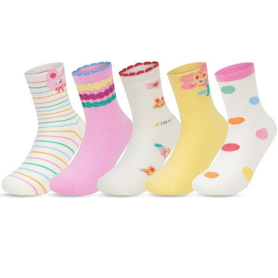 Kids Socks 5 Pairs Of Socks Girls Boys Classic Socks Funny Crew Socks Winter Socks Kids Pink 6 Years-8 Years