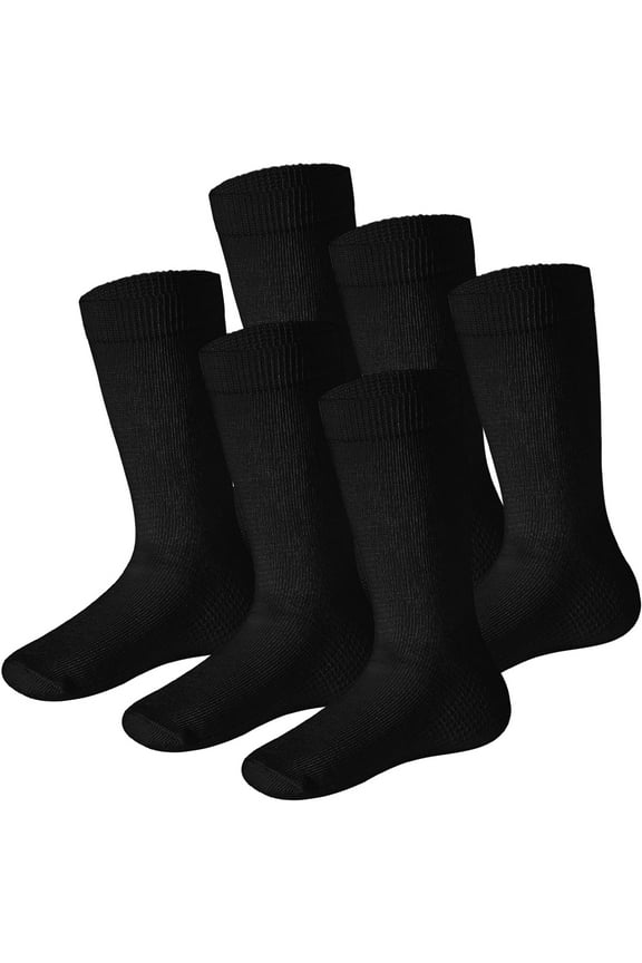Kids Socks 8-10 Years Old Black Socks For Boys Kids Crew Socks Cotton Socks Kids Seamless Toe - 6 Pairs