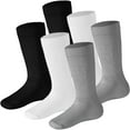 thumbnail image 1 of Kids Socks 8-10 Years Old Kids Crew Socks For Kids Cotton Socks Kids Seamless Toe - 6 Pairs, 1 of 2