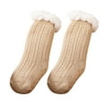 thumbnail image 1 of Kids Socks - Baby Boy Girl Solid Ankle Crew Socks with Grips Toddler Kids Unisex Lined Warm Thick Socks, Toddler Socks,Color: Khaki Size: 0-6 Months, 1 of 7