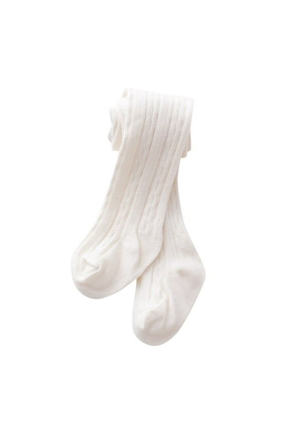 Kids Socks, Baby Toddler Girls Boys Cable Knit Tights Cotton Footed Leggings Pantyhose Stocking Pants 0 To 6Years(White,6-12 Months )