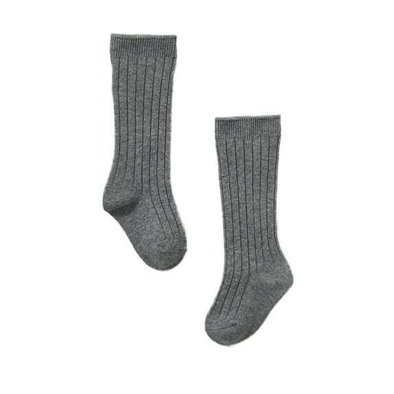 Kids Socks, Baby Toddlers Girls MIddle Socks 1 Pack Bow Ribbed Long Stockings Ruffled Socks School Leggings, Girls' Socks(Grey,5-8 Years)