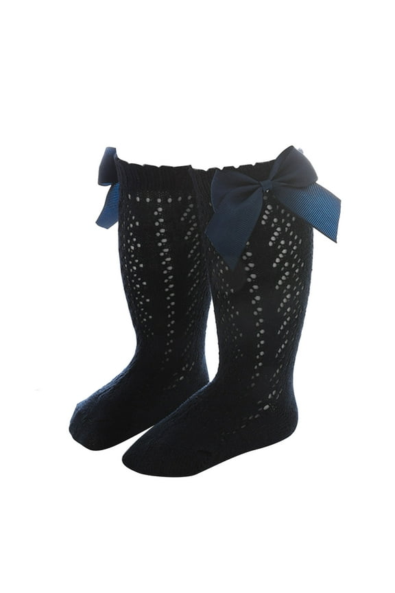 Kids Socks - Baby s Toddlers Girls Knee High Socks 1 Pack Bow Long Stockings Ruffled Socks School Leggings, Toddler Socks,Color: Navy Size: 5-7 Years
