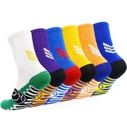 TPHON Kids Socks, Basketball Athletic Outdoor Soccer 6 Pairs Sports Socks for Boys Girls 5-14 Years