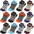 thumbnail image 1 of Kids Socks Boys Girls Ankle Striped Athletic Low Cut Socks 12 Pairs 1-14 Years, 1 of 7