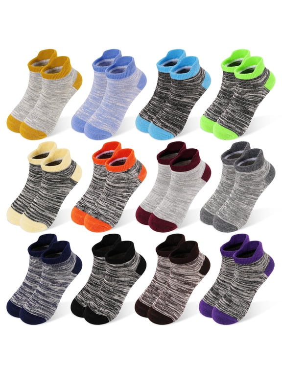 Kids Socks Boys Girls Ankle Striped Athletic Low Cut Socks 12 Pairs 1-14 Years