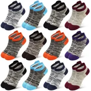 HYCLES Kids Socks Boys Girls Athletic Ankle Socks 1-14 Years Striped Half Cushion No Show Low Cut Socks 12 Pairs
