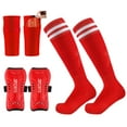 thumbnail image 1 of Kids Socks - Children's Football Guards & Socks 3 Piece Set Lightweight & Durable for Kids Ages 3 10, Toddler Socks,Color: Red Size: One Size, 1 of 4
