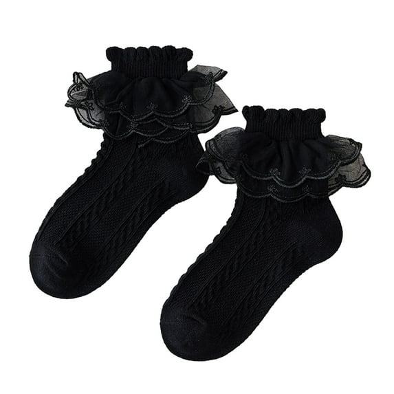 Kids Socks - Girls Lace Stockings Children During the Spring and Autumn Thin Girls Dancing Socks, Toddler Socks,Color: Black Size: 18-25