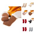 thumbnail image 1 of Kids Socks Kids Ankle Crew Socks Unisex Solid Cotton Hosiery with Grips Warm Thick Lined Winter Stockings for Toddler Boys Girls, 1 of 8