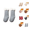 thumbnail image 1 of Kids Socks Kids Ankle Crew Socks Unisex Solid Cotton Hosiery with Grips Warm Thick Lined Winter Stockings for Toddler Boys Girls, 1 of 8