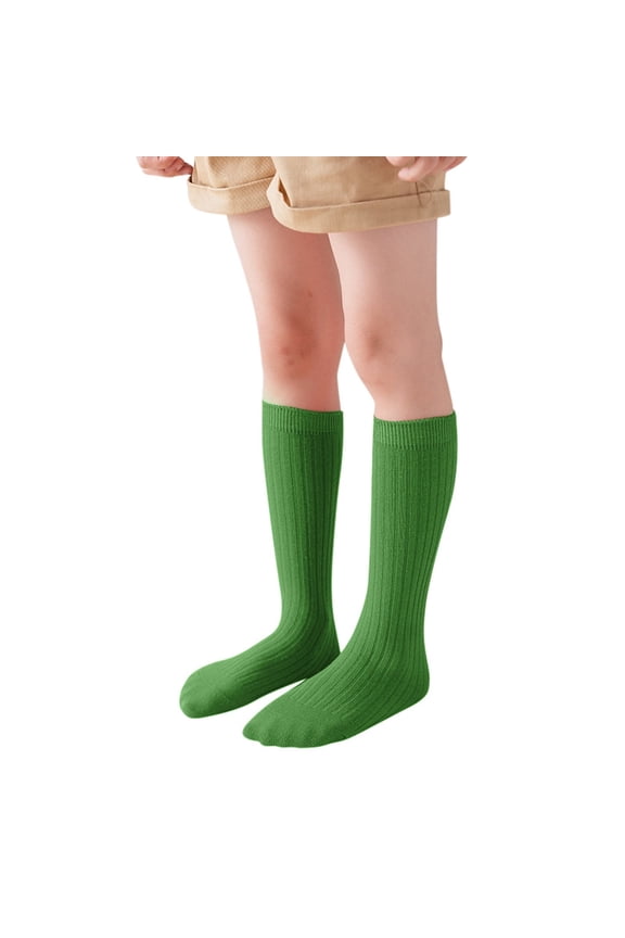 Kids Socks, Kids Boys Girls Cotton Socks Unisex Solid Color Socks Casual Crew Socks Toddler Dress Sock(Green,1-12 Years)