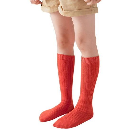 Hjtefg Kids Crew Socks - Stacked Candy Color,Unisex Solid Color Toddler Socks for Boys & Girls, Soft Breathable Casual Ankle Socks,Color: Watermelon Red Size: 1-12 Years