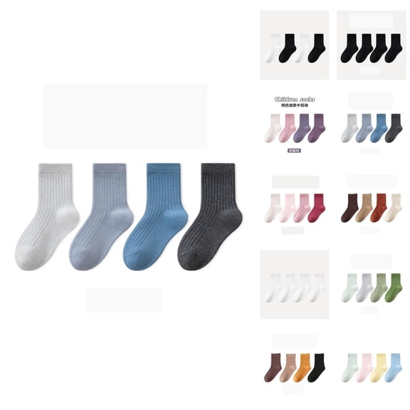 Kids Socks Kids Crew Socks Multipack Girls Boys School Ankle Hosiery Non Gripper Bottoms for Toddler Non Athletic Play