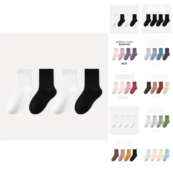 Kids Socks Kids Crew Socks Multipack Girls Boys School Ankle Hosiery Non Gripper Bottoms for Toddler Non Athletic Play