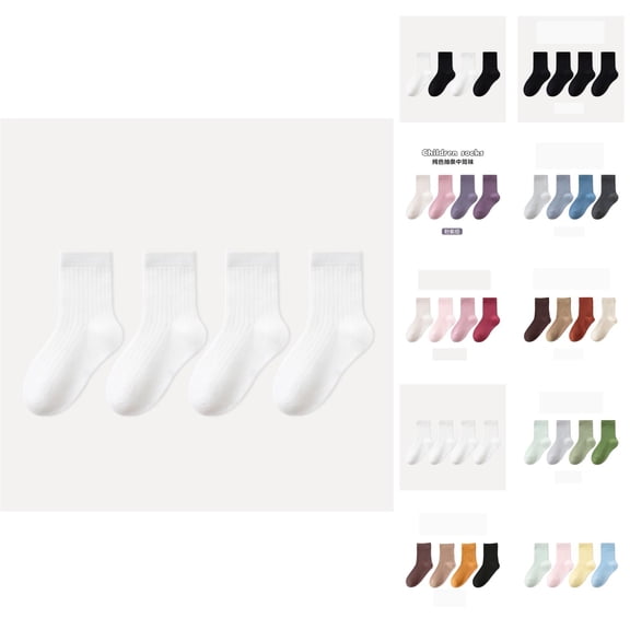 Kids Socks Kids Crew Socks Multipack Girls Boys School Ankle Hosiery Non Gripper Bottoms for Toddler Non Athletic Play