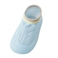 thumbnail image 1 of Kids Socks, Kids Toddler Baby Boys Girls Summer Solid Breathable Soft Sole Rubber Shoes Socks Slipper Anklet 0-36 Months, Baby Non Grip Ankle Socks(Light blue,0-6 Months), 1 of 8