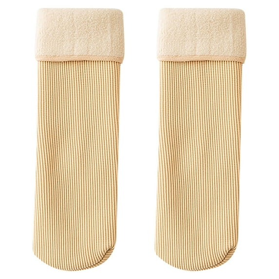 Kids Socks - Socks for Kids Fleececozy Soft Velvet Slim thermal Socks Fleececozy Socks Winter Warm Snow Socks, Toddler Socks,Color: Beige Size: 1-10 Years
