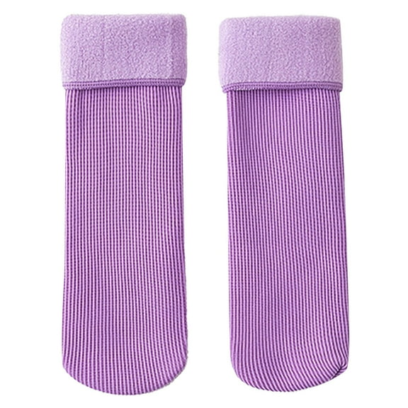 Hjtefg Kids' Thermal Socks - Velvet-Lined Winter Socks, Warm Snow Socks with Ribbed Design for Boys & Girls,Color: Purple Size: 1-10 Years