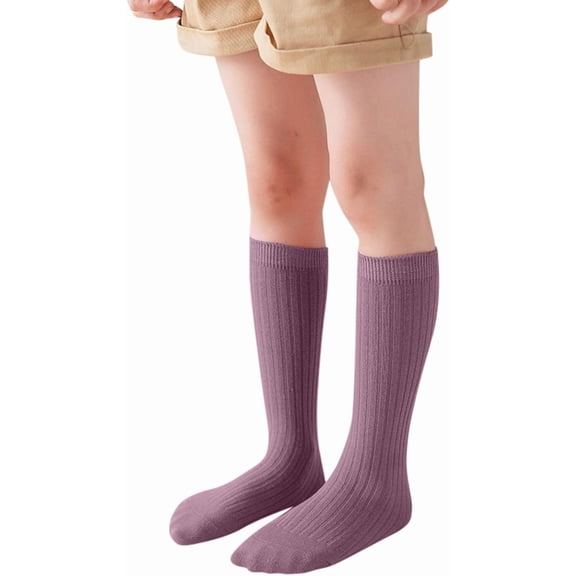 Kids Socks Spring Autumn Candy Colored Long Tube Medium Girl Solid Unisex Ribbed Stackable Stretchable