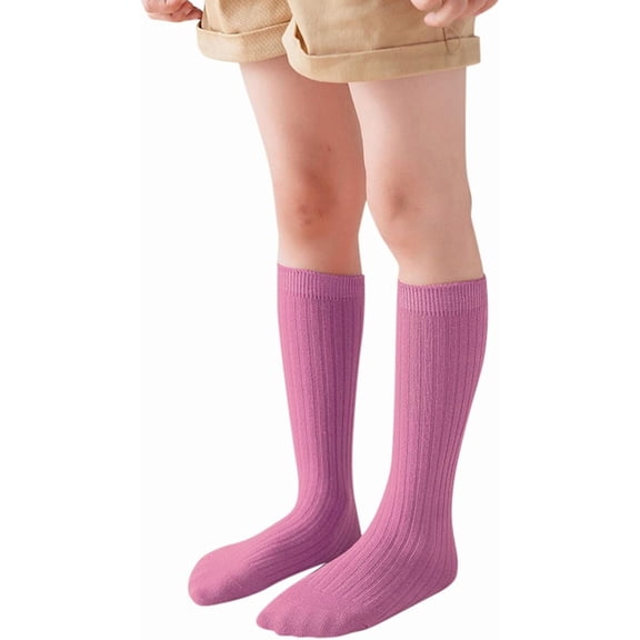 Kids Socks Spring Autumn Candy Colored Long Tube Medium Girl Solid Unisex Ribbed Stackable Stretchable