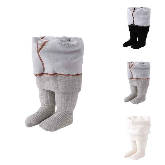 Kids Socks Toddler Thick Stocking Baby Girl Knit Footed Tights Warm Winter Lined Pantyhose with Bowknot for Layering
