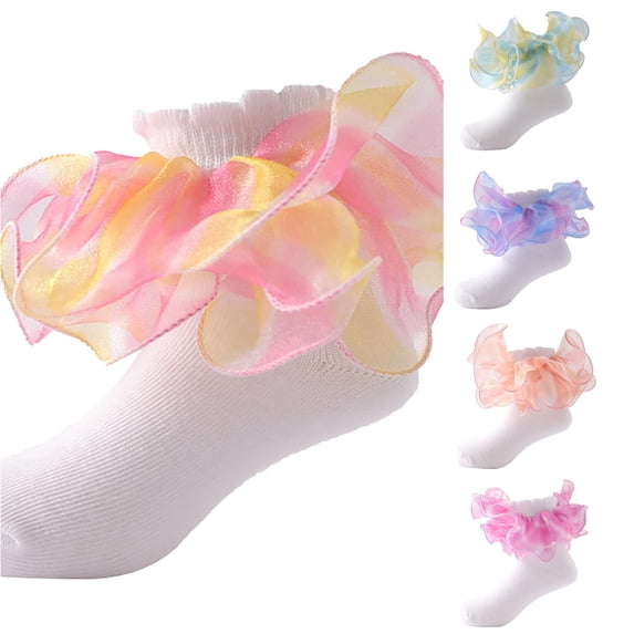 Kids Socks for Toddlers Floor Socks with Ripple and Lace Ruffle Details for Girls Product Kids Sock 1