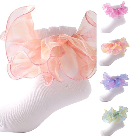 Kids Socks for Toddlers Floor Socks with Ripple and Lace Ruffle Details for Girls Product Kids Sock 1