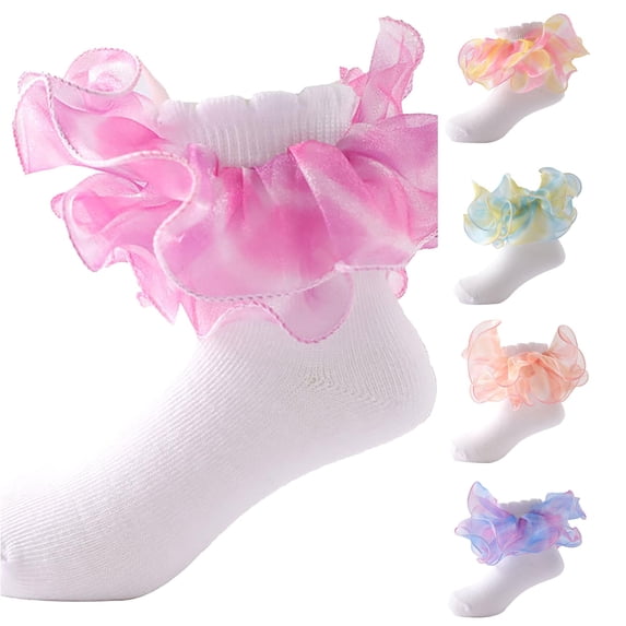 Kids Socks for Toddlers Floor Socks with Ripple and Lace Ruffle Details for Girls Product Kids Sock 1