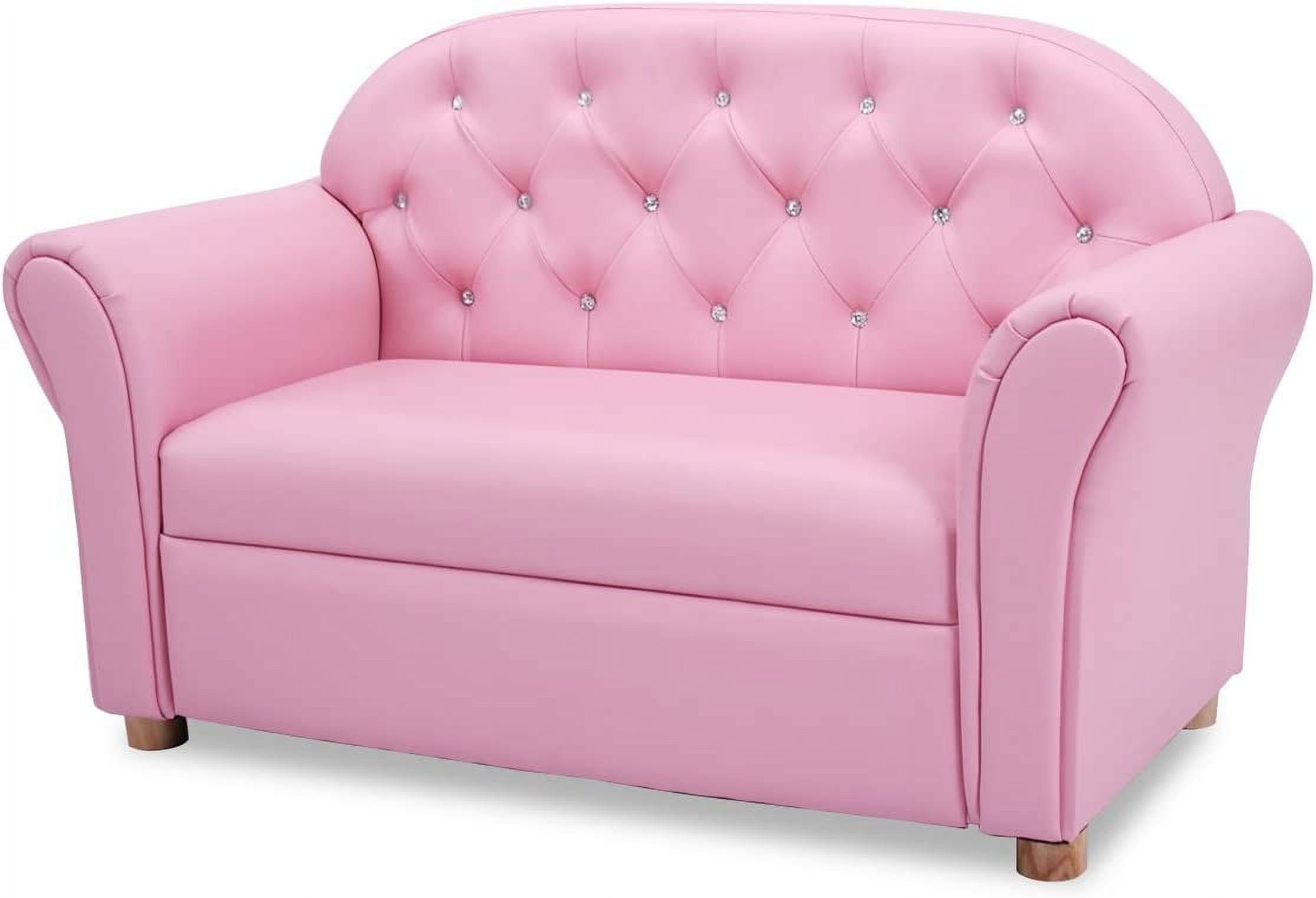 Kids Sofa, 2 Seat Touch Couch Lounger Chair, Cute Gem Studs, Children