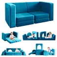 thumbnail image 1 of Kids Sofa Couch 10PCS, Linor Modular Toddler Couch for Playroom, Dutch Velvet Multifunctional Play Couch Sofa for Kids, Blue, 1 of 8