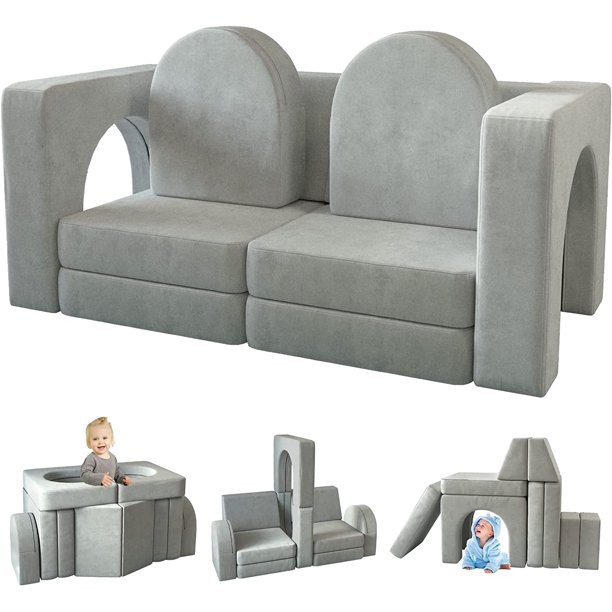 Kids Sofa Couch 10PCS, Linor Modular Toddler Couch for Playroom, Dutch