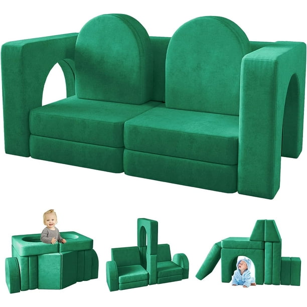 Kids Sofa Couch 10PCS, Linor Modular Toddler Couch for Playroom, Dutch