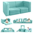 thumbnail image 1 of Kids Sofa Couch 10PCS, Linor Modular Toddler Couch for Playroom, Dutch Velvet Multifunctional Play Couch Sofa for Kids, Ice-Snow Blue, 1 of 8