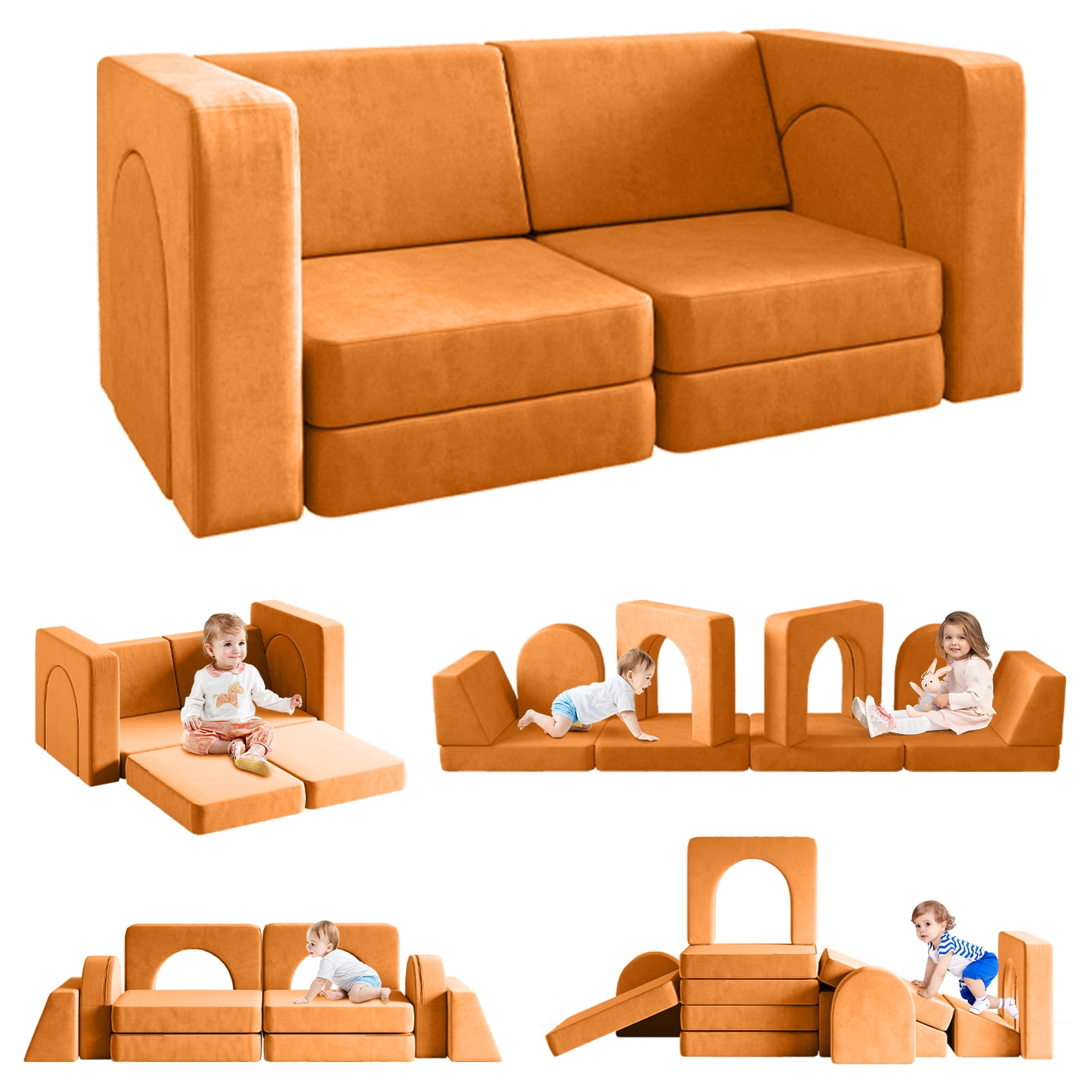 Walmart promo code:  Linor 10PCS Kids Sofa Couch, Modular Toddler Play Couch for Small Room, Light Brown